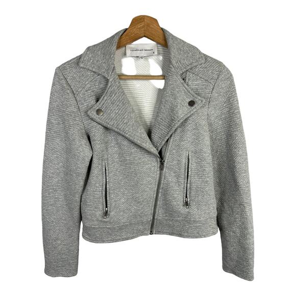 Cupcakes and Cashmere Womens size XS Wesley Moto Ribbed Gray Asymmetrical Jacket - Picture 3 of 13